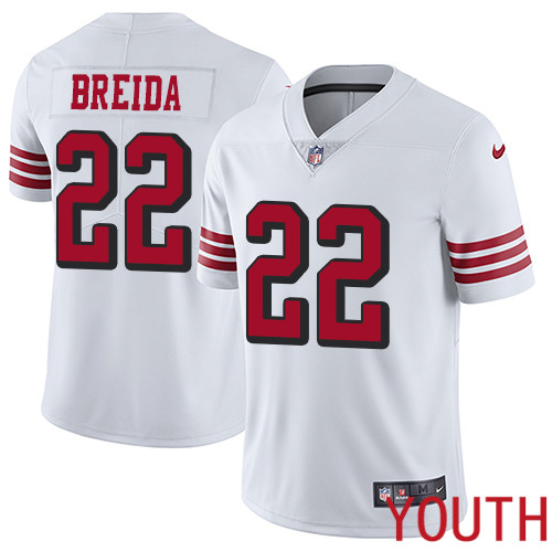 San Francisco 49ers Limited White Youth Matt Breida NFL Jersey #22 Rush Vapor Untouchable->youth nfl jersey->Youth Jersey